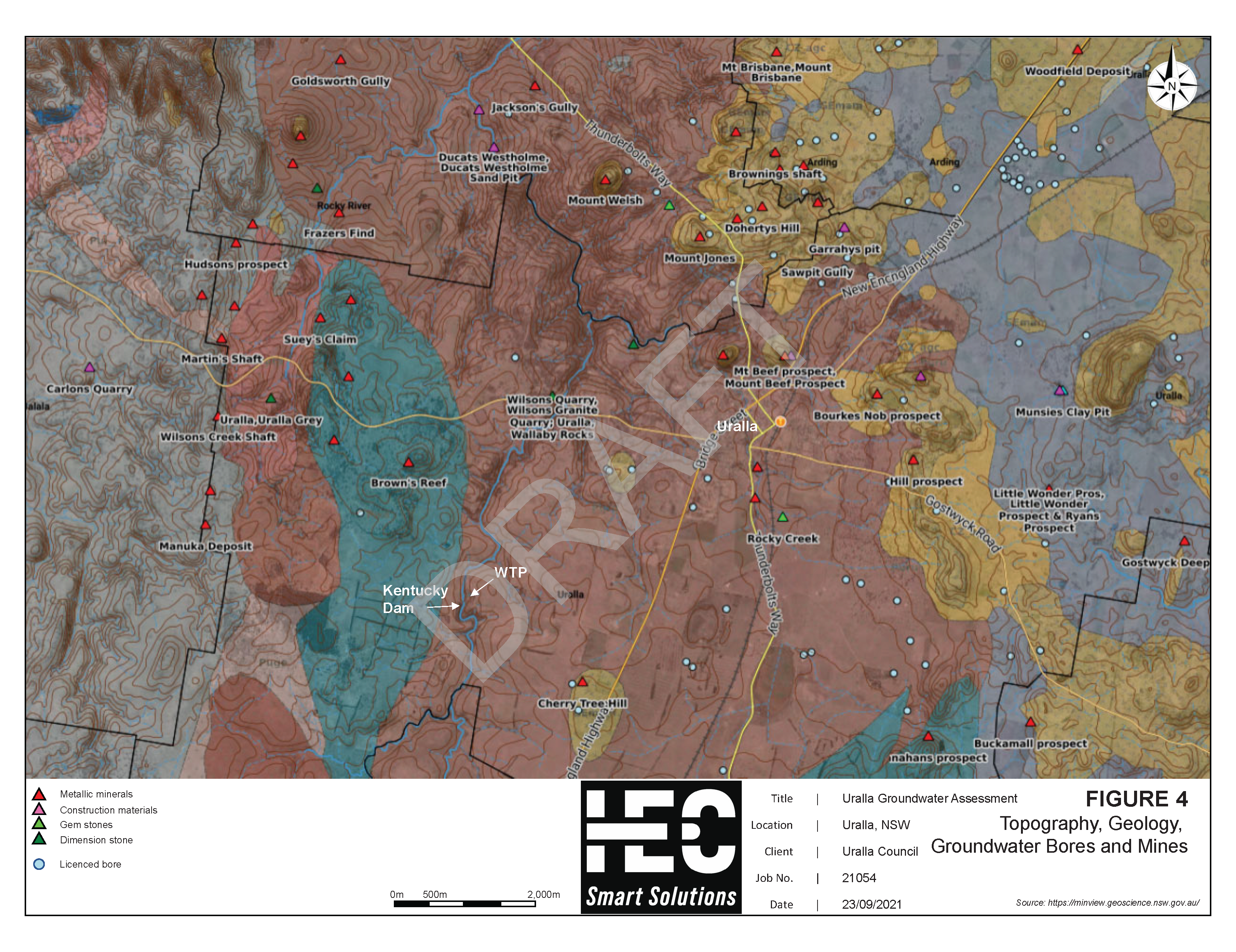 Topography Geology Groundwater Bores and Mines