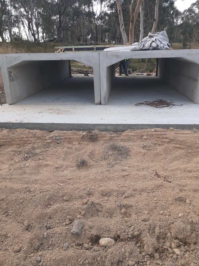 Wing walls and back filling box culverts on Spring Gully Road